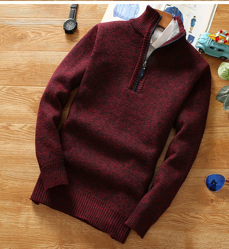 Titan Herren-Halbreißverschluss Pullover – Warmer Strickpullover