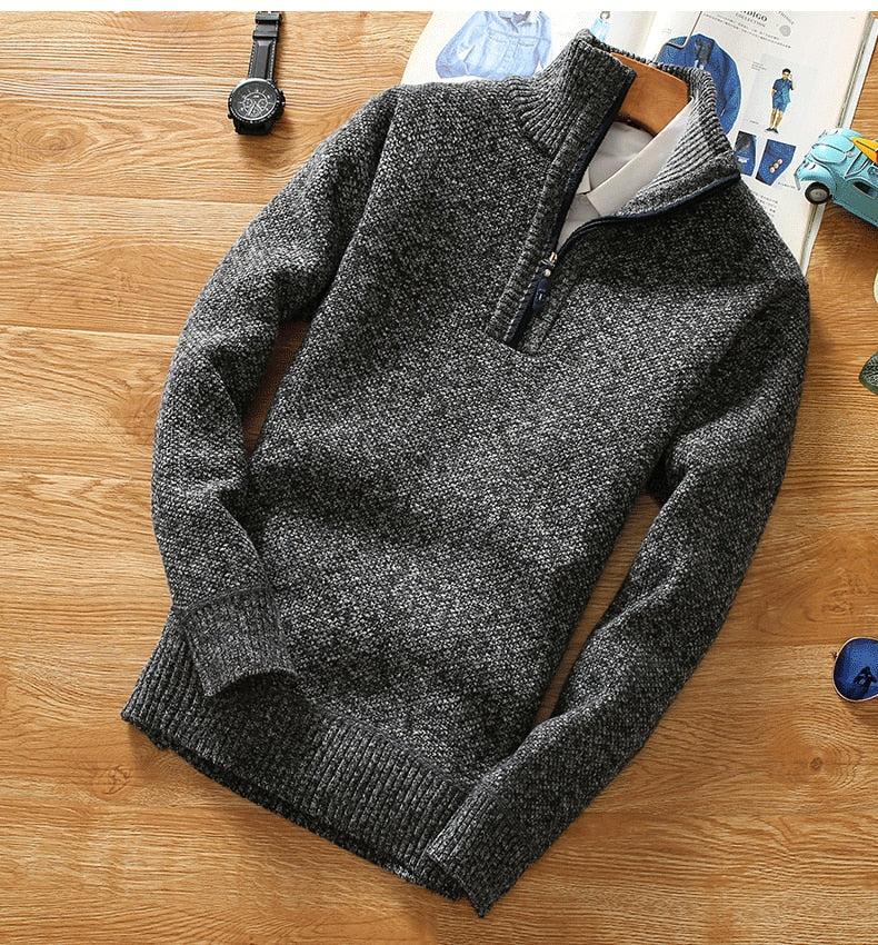 Titan Herren-Halbreißverschluss Pullover – Warmer Strickpullover