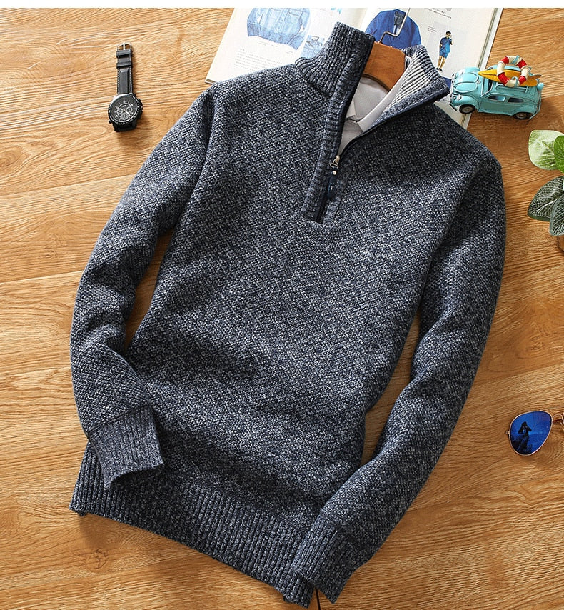 Titan Herren-Halbreißverschluss Pullover – Warmer Strickpullover