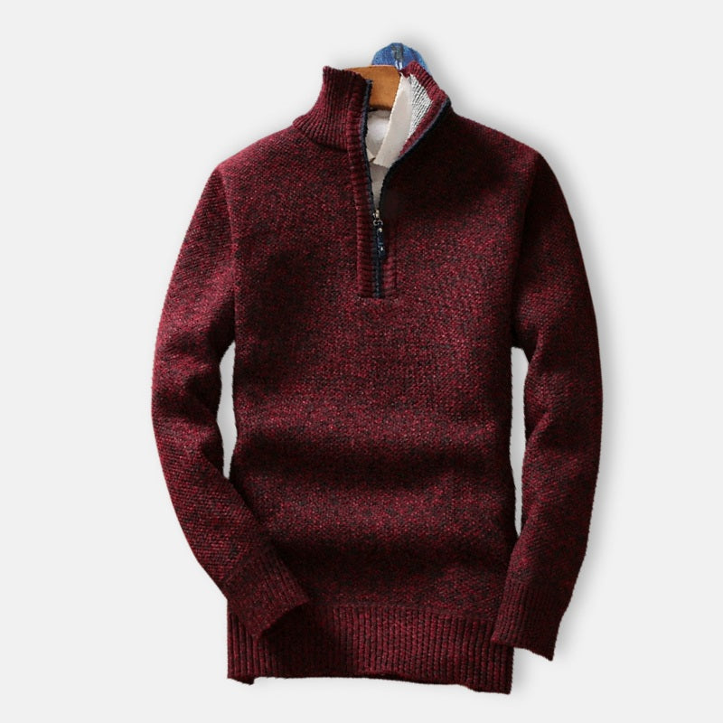 Titan Herren-Halbreißverschluss Pullover – Warmer Strickpullover