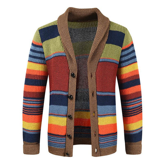 Marten | Enhance Your Style: Premium-Strickjacke für Herren mit Revers und Colour-Block-Design