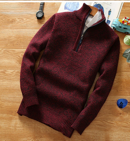 Titan Herren-Halbreißverschluss Pullover – Warmer Strickpullover