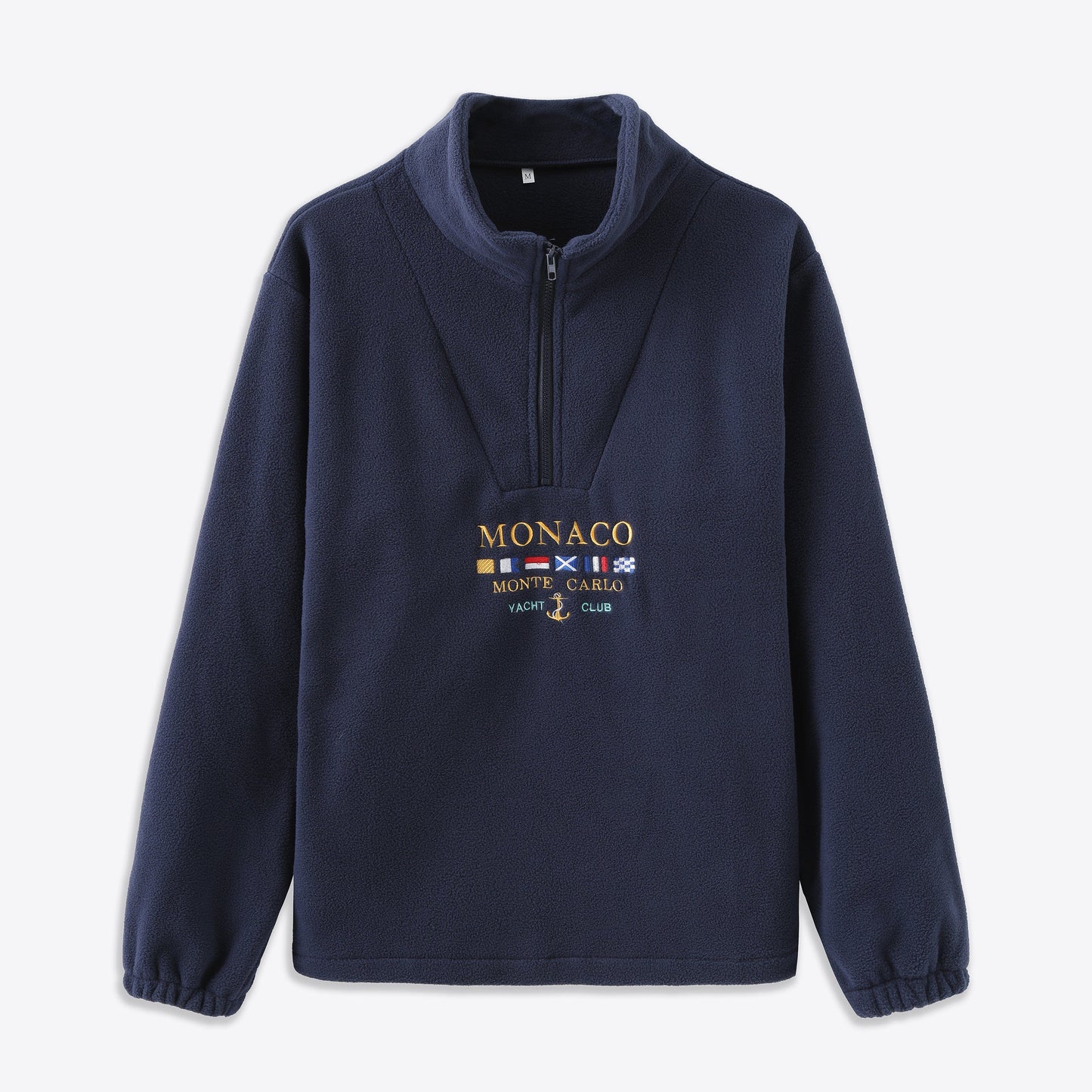 Monaco | Bestickter Pullover mit Reißverschluss