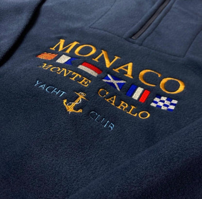 Monaco | Bestickter Pullover mit Reißverschluss