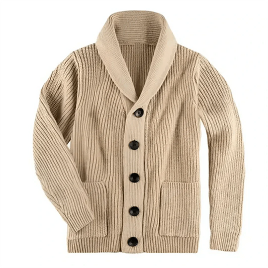 Japheth - Strickjacke mit Kragen - Geripptes Muster