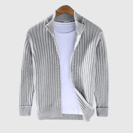 Jericho - Gerippter Cardigan - Rollkragenstil