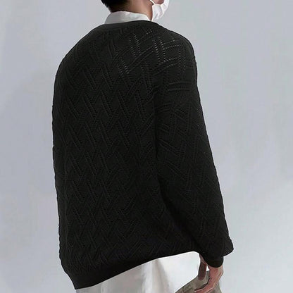 Calder - Einfarbiger Pullover mit Rundhalsausschnitt und Löchern für lässigen Style
